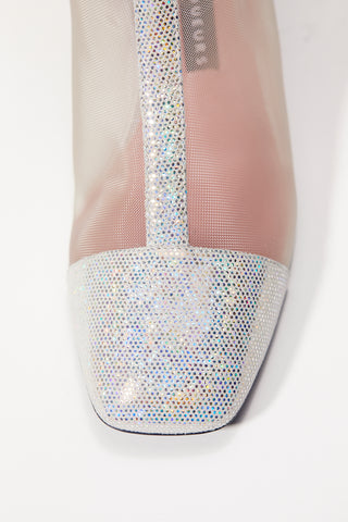 Silver Mesh Petit Narciso Boots