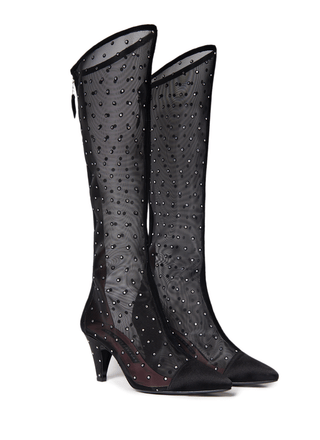 Black Mesh Flor Boots