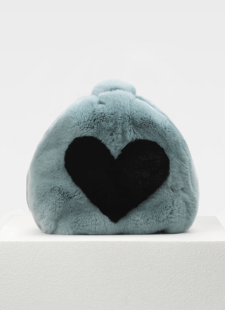 Blue Holly Heart Fur Bag