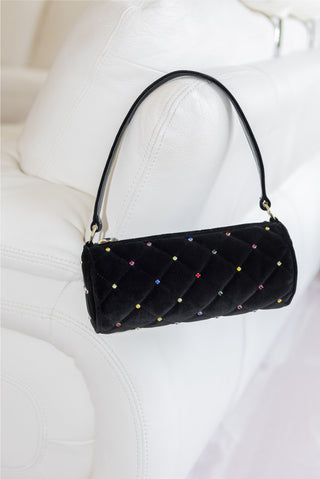 Black Emma Evening Quilted Crystals