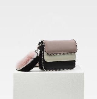 Bibi Tricolor Strap Fur Metal Piping
