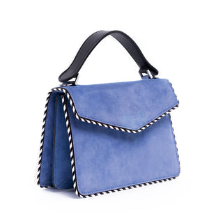Blue Mini Pixie Twisted Piping Suede Bag